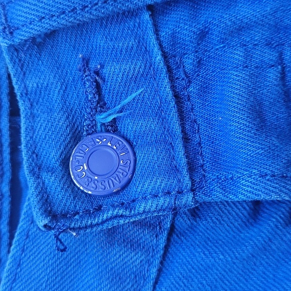 Blue Button Fly Mens Cut Off Levi Shorts - Picture 6 of 7